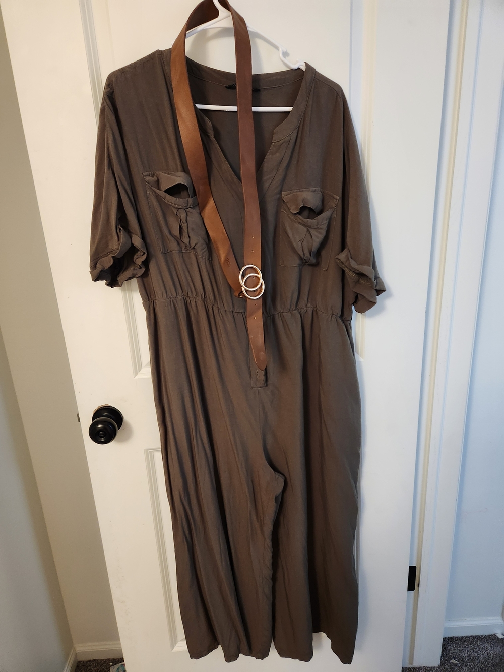 BloomChic Olive Green Wide Leg Jumpsuit with Belt